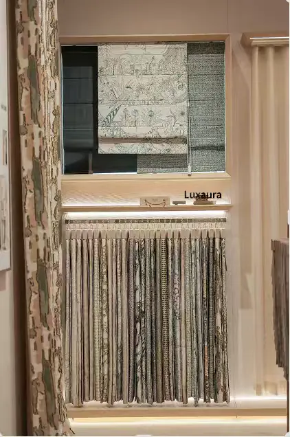 linen window treatment and material presentation