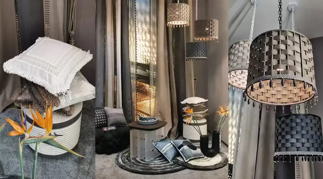 Custom lampshades with braid and fringe details
