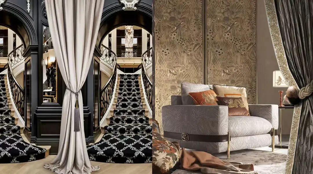 coordinated curtain and upholstery setting