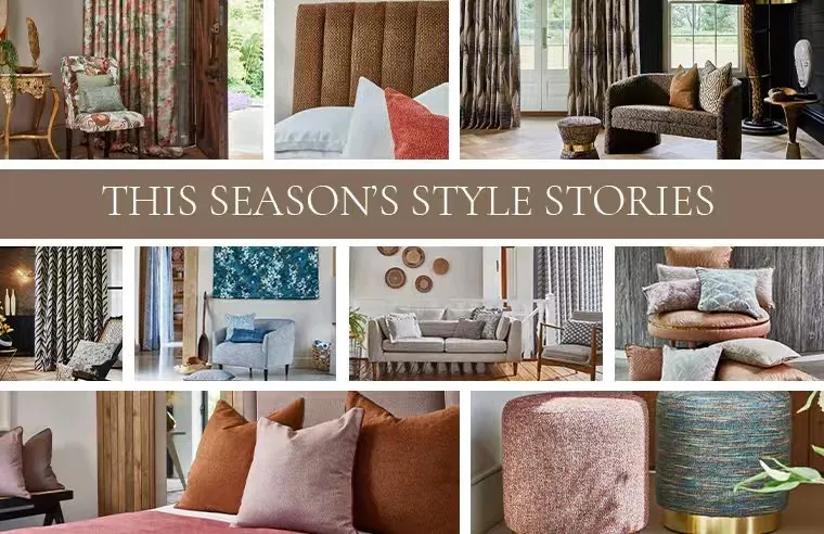Decorative textile range with curtains and cushions