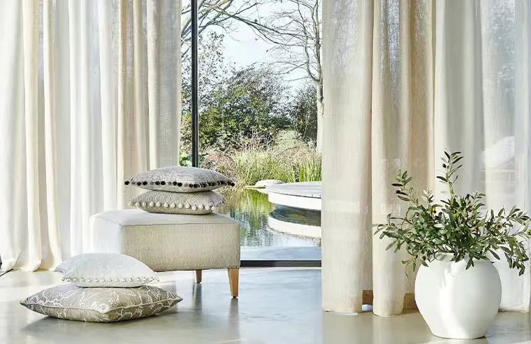Pinch pleat curtains made up in customer’s own fabric for a curtain retailer