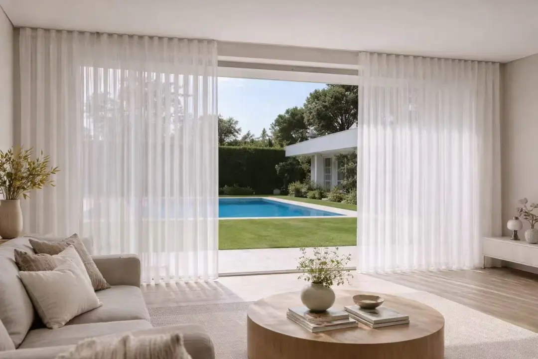 S-fold sheer curtain on a compatible track