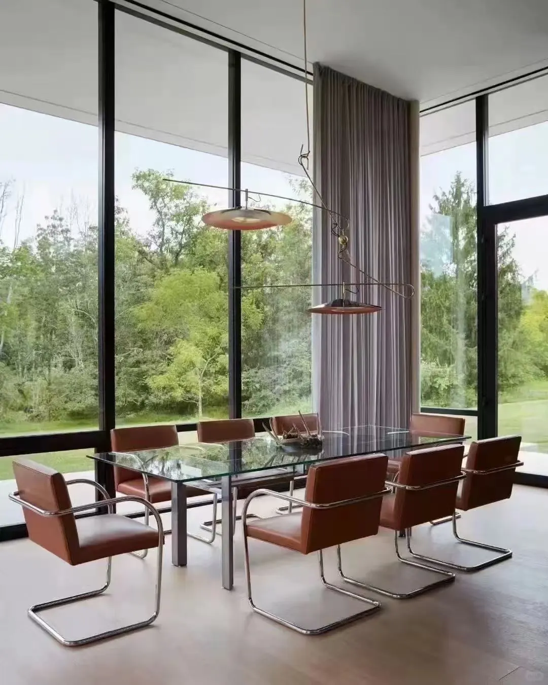layered curtains in a glazed interior